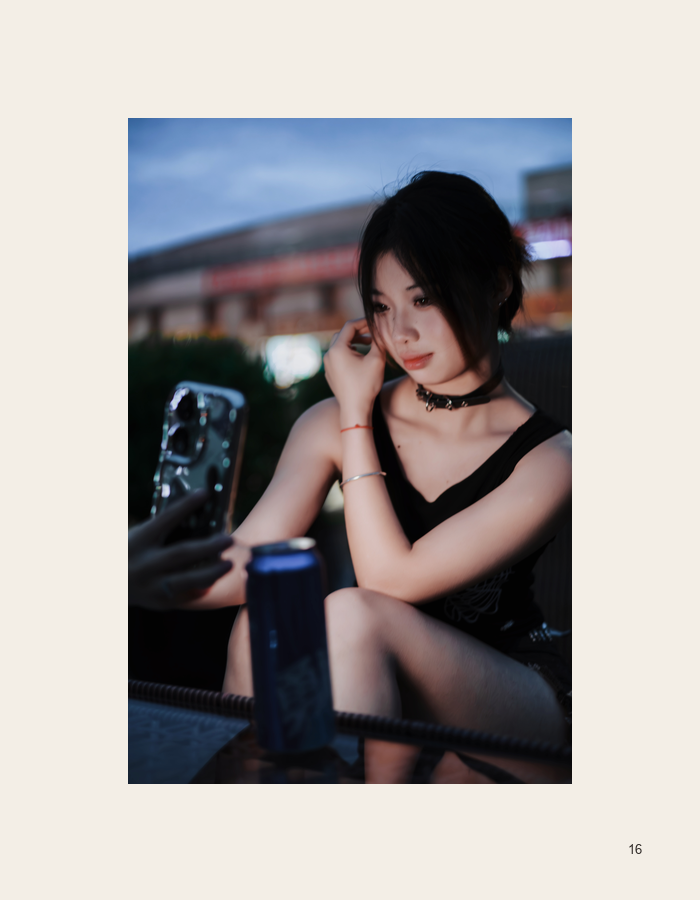 Contemplative portrait in cool blue-hour light