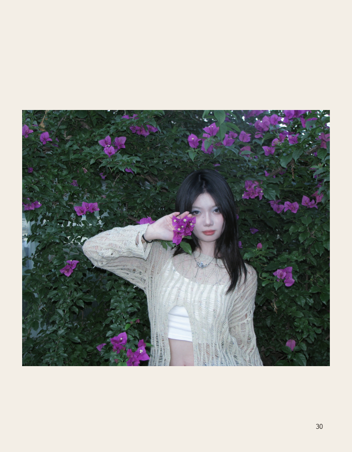 Portrait surrounded by purple flowers