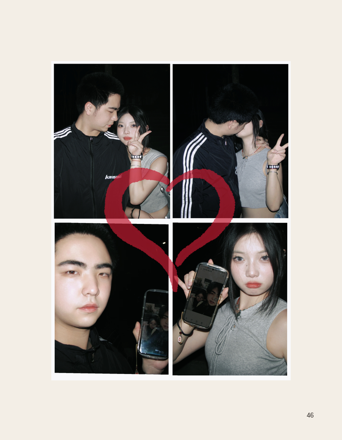 Friends arranged in a heart collage