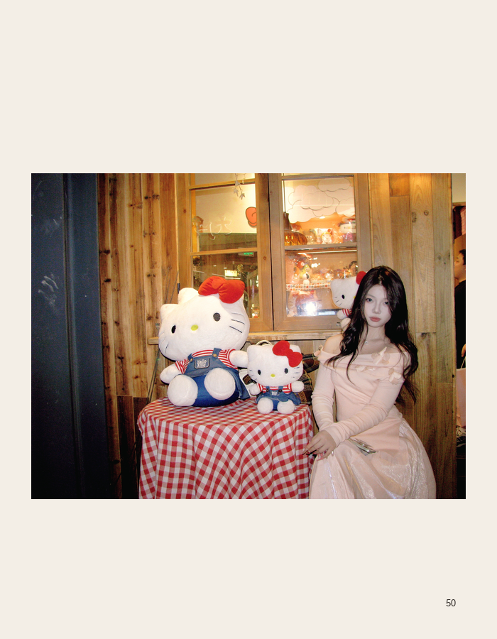Portrait beside Hello Kitty figures